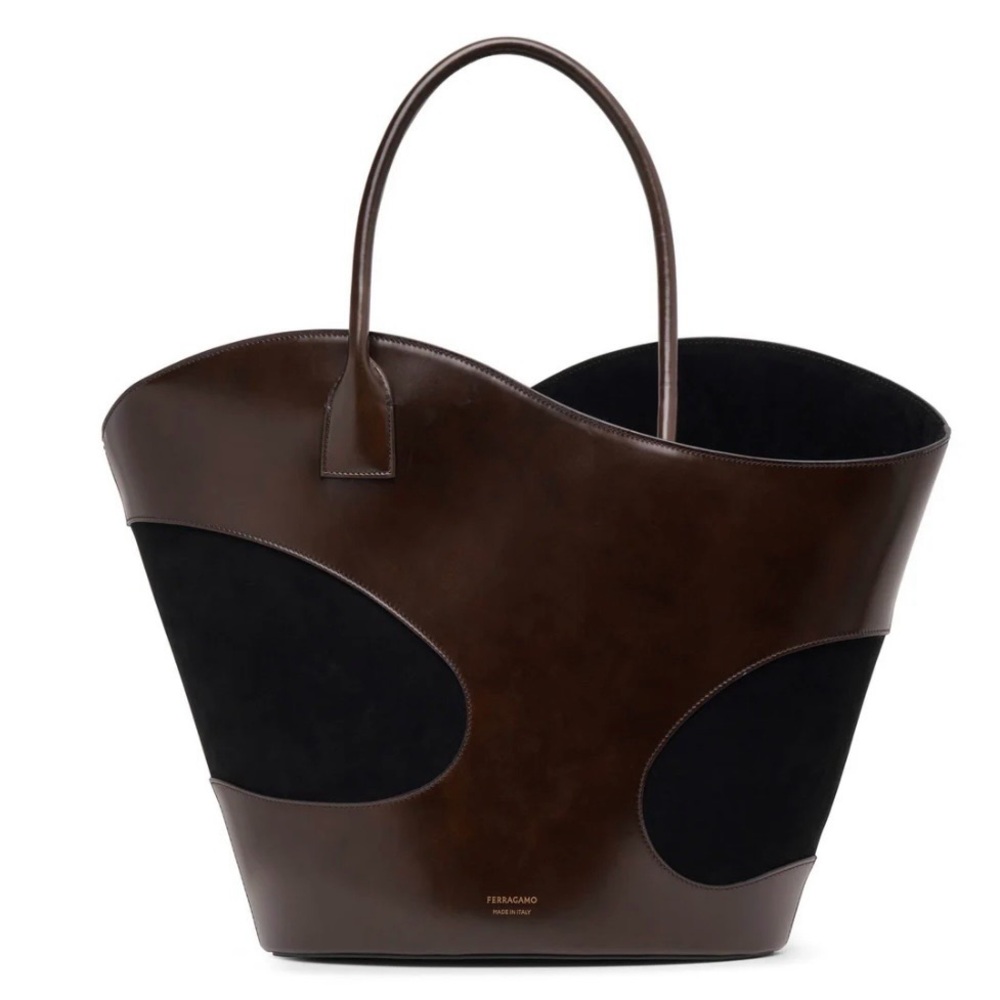 FERRAGAMO Cut out brown tote bag